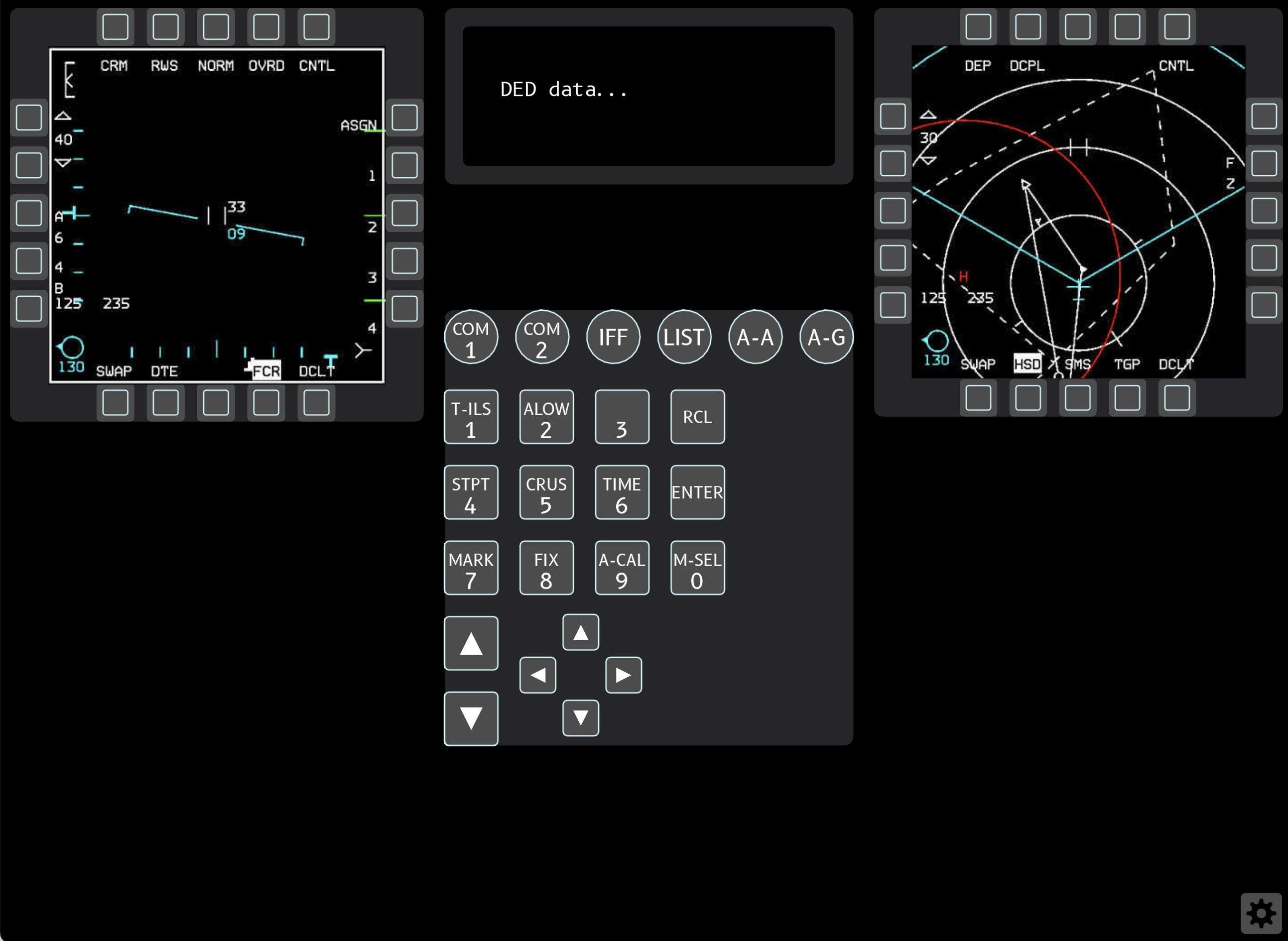 Screenshot showing the cockpit-like layout